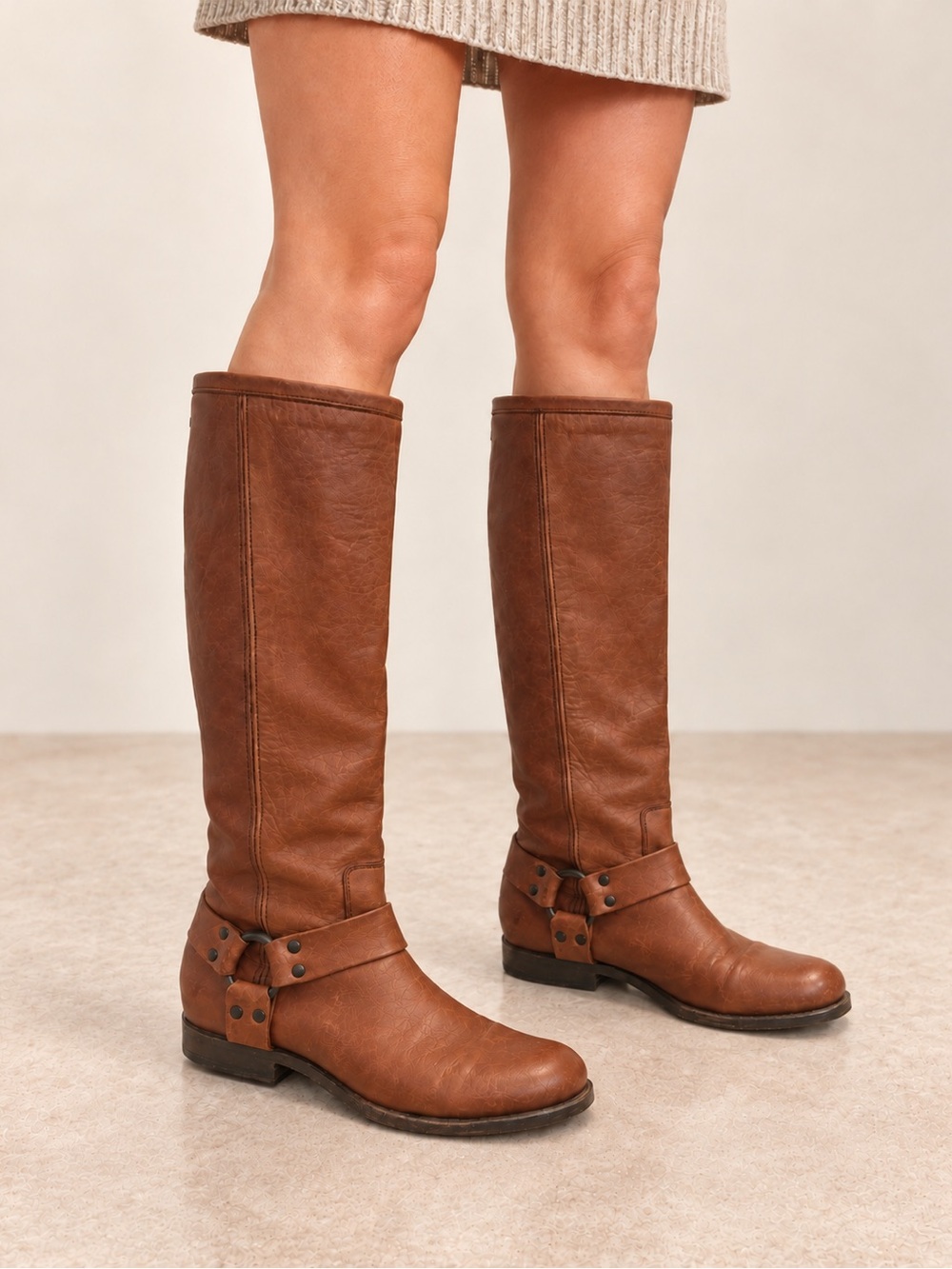 Frye Brown Leather Over-The-Knee Riding Boots